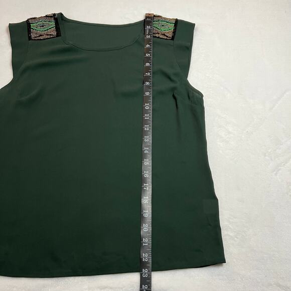 Women's Crewneck Cap Sleeve Beaded Shoulder Blouse Size Medium Festival Party - Picture 6 of 6